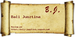 Bali Jusztina névjegykártya